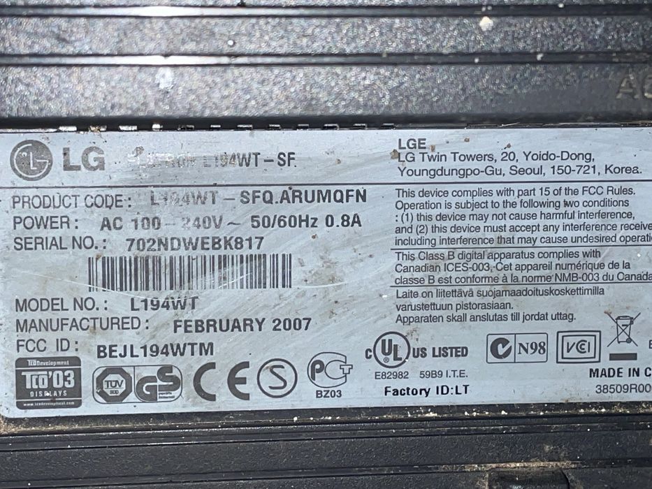 Монітор LG Flatron L194WT-ST