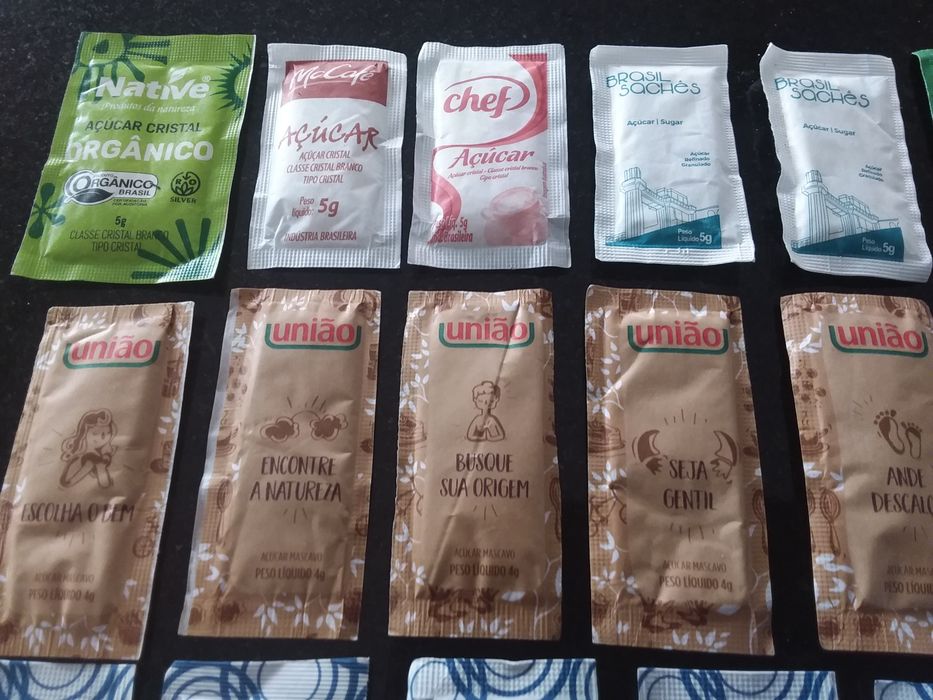 Pacotes de açúcar brasil estrangeiro brasileiros coleção