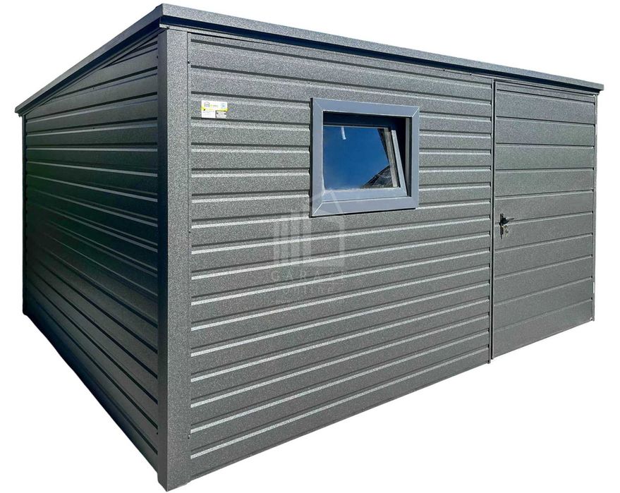 Schowek - domek ogrodowy 3x3m - drzwi - okno - antracyt - dach spad w tył  ID1132