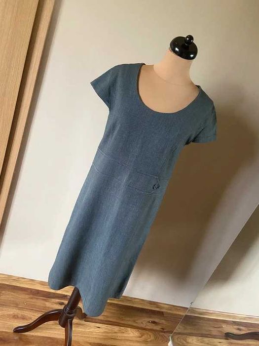 Biurowa sukienka elegancka basic szary braz 44 46 xxl +size