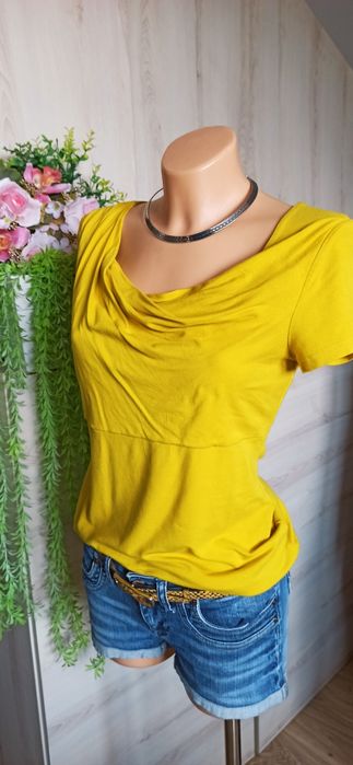 Sg Musztardowa bluzka damska 36 , S viscoza basic woda
