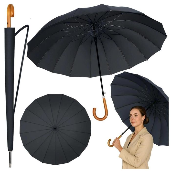 Parasol automatyczny z pokrowcem czarny 115cm