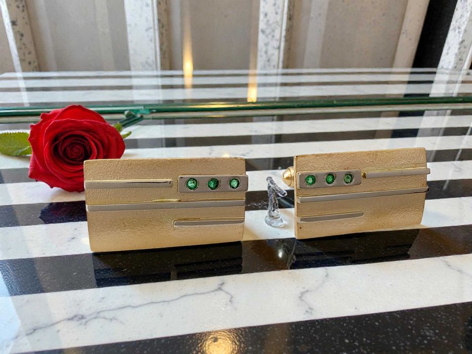 Spinki złote pr. 585 ze szmaragdami Lombard Gorzów