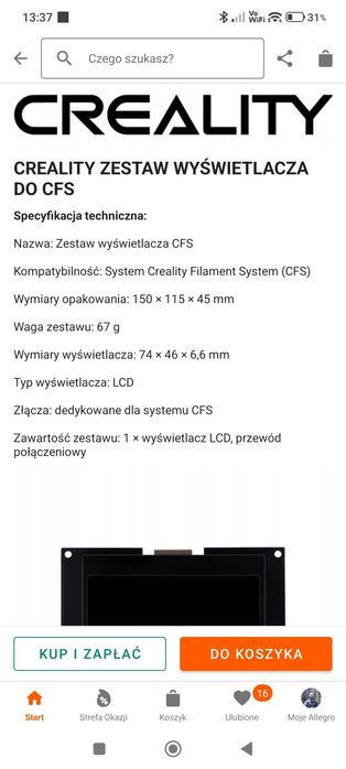 Creality zestaw wyświetlacza do CFS display kit