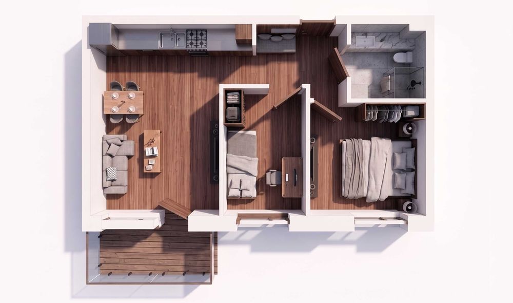 Nowe 3 pokojowe mieszkanie - 47,96 m²