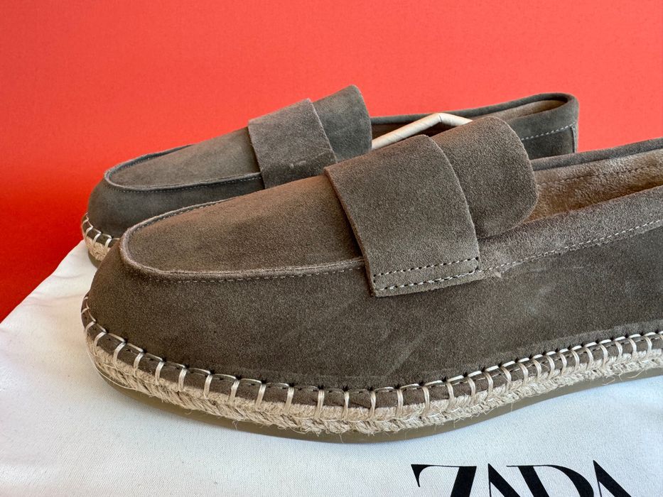 ZARA LEATHER Оригінал чоловічі шкіряні лофери туфлі мокасини розмір 45