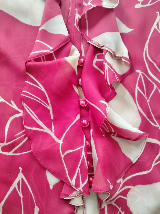 Elegancka szyfonowa koszula tunika damska z żabotem L)XL