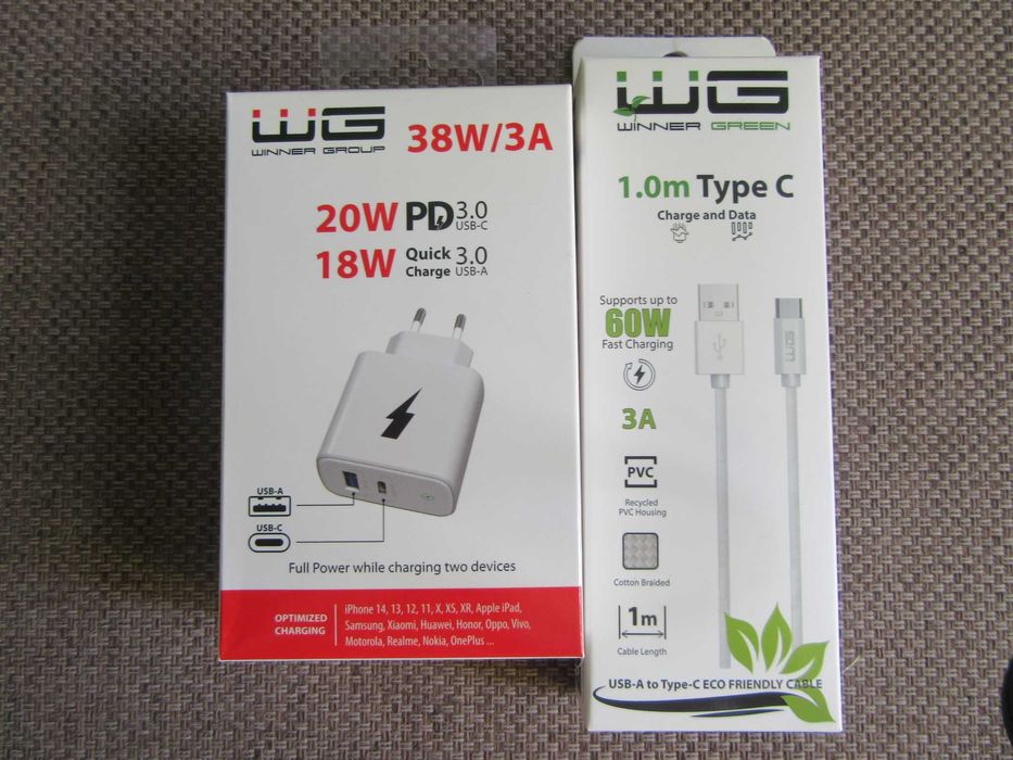 Nowa ładowarka  WINNER GROUP 38W / 3A + kabel 1m Type C