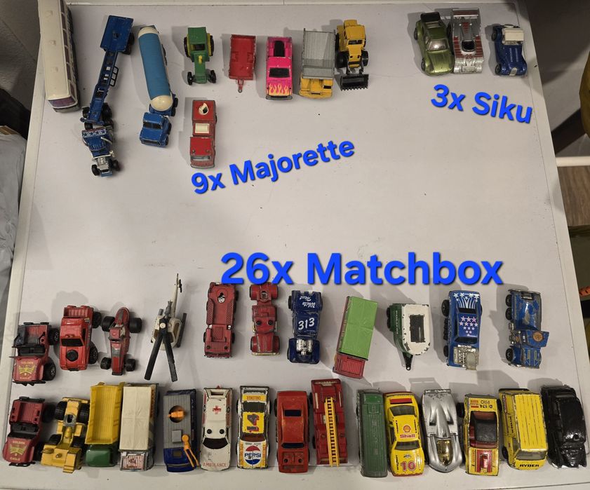 Zestaw resoraków Matchbox Majorette Siku 38 sztuk stare modele