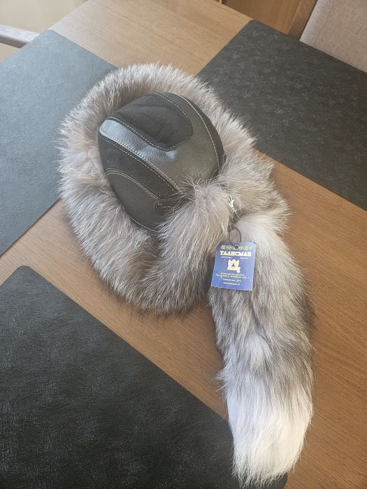 Czapka- skóra i lis naturalny