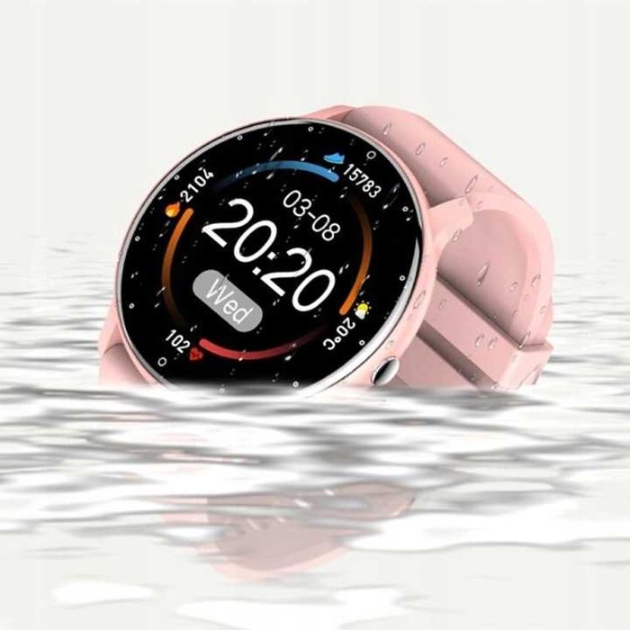 WODOODPORNY Smartwatch zegarek krokomierz tętno SMS różowy dla kobiety