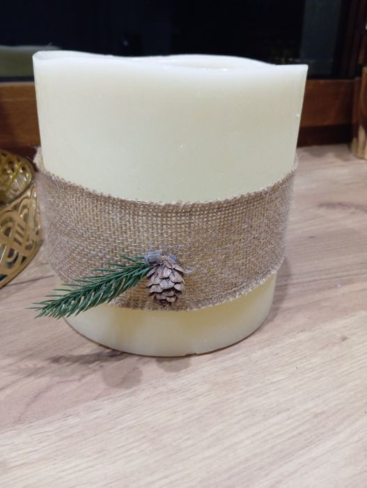 LIVARNO Stylowa świeca świeczka z naturalnego wosku LED stroik + pilot