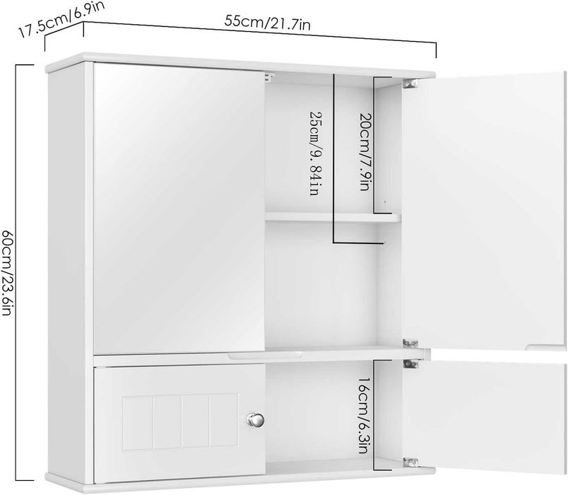 Nowa szafka z lustrem /półka /wnęka łazienkowa /szafa 60x17.5x55 !N52!