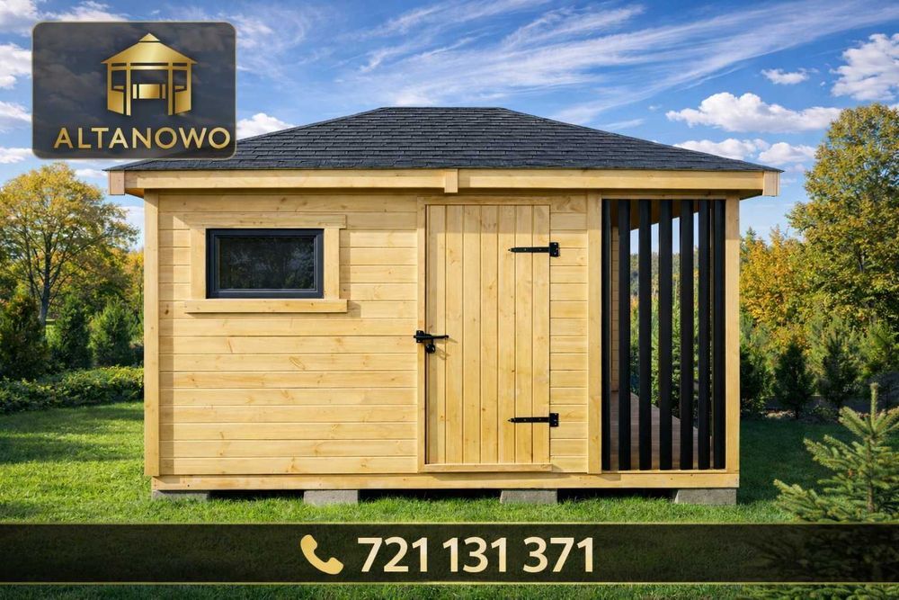 Domek narzędziowy drewniany ogrodowy z drewutnią 3x4 m | producent