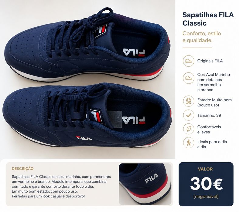 Sapatilhas Fila novas azul marinho