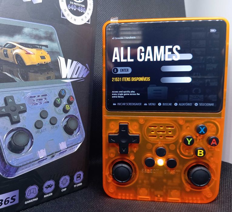 R36S Retro Console COMO NOVA + Capa + Película + Caixa Completa