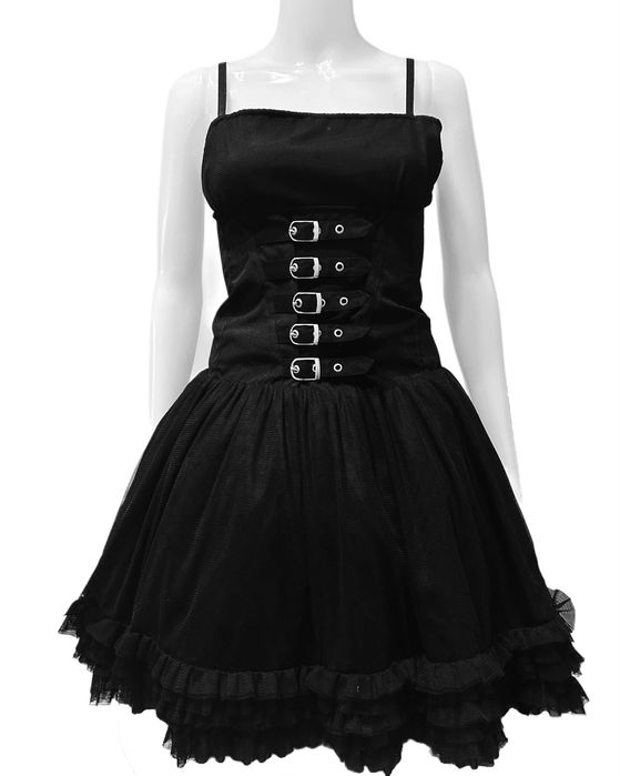 Czarna sukienka na ramiączka poizen industries z klamrami