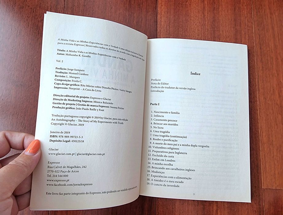 Livro "A Minha Vida e as Minhas Experiências com a Verdade V2", Gandhi