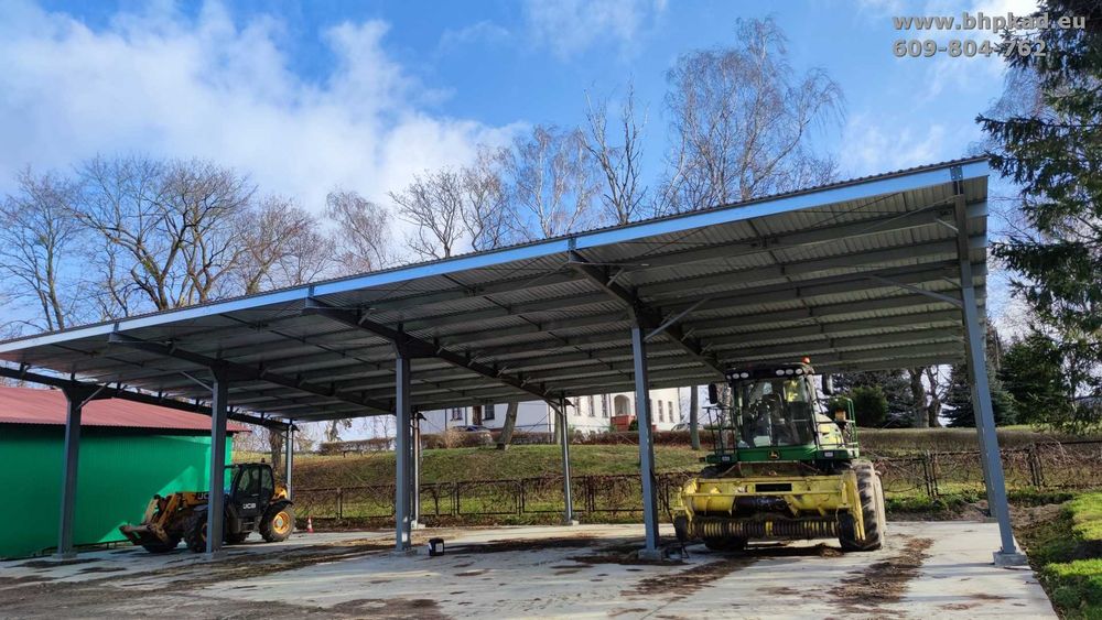 Wiata. Konstrukcja stalowa. 12x24x4m. BHP KAD. Producent.