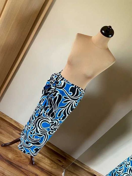 Zara spodnica maxi 7/8 dluga wzory niebieskie 40 l m