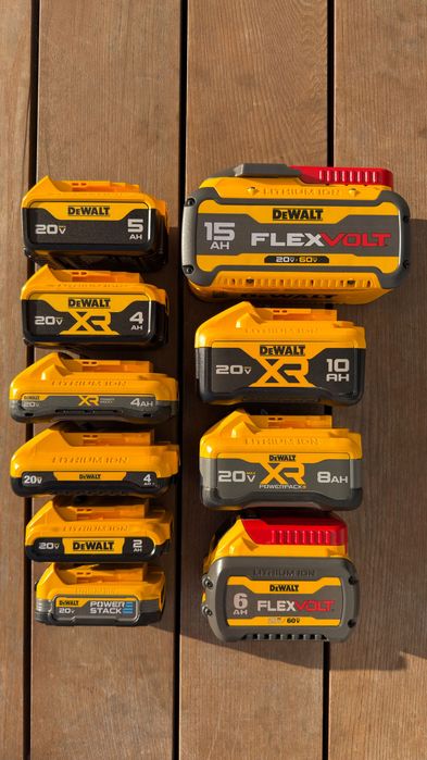 Акумулятори та зарядні пристрої DeWALT, Milwaukee, Makita