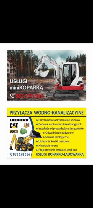 Usługi  Minikoparka  wywrotka  wykopyKorytowanie  wywóz ziemi