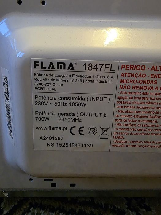 Micro-ondas 20L Branco 1847FL