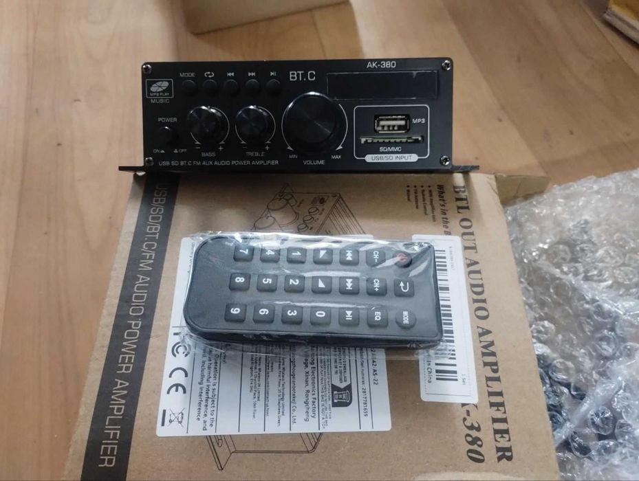Підсилювач звуку AK-380 усилитель BT USB MP3 FM Line 2x40 Вт