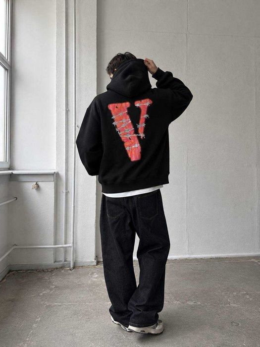 Чорне худі Vlone x Juice WRLD 999 / Стильна брендова толстовка з принтом (S-L)