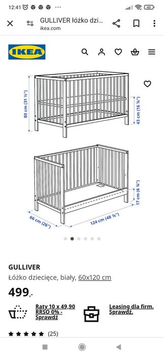 GULLIVER łóżeczko dziecięce IKEA z materacem