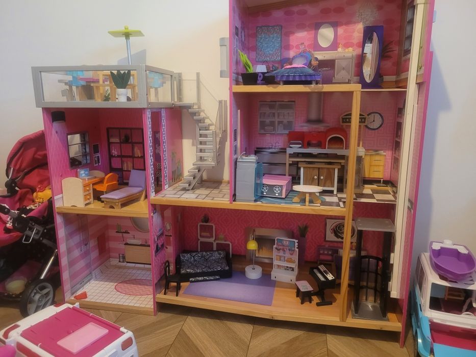 Zestaw barbie domek, kampery samolot