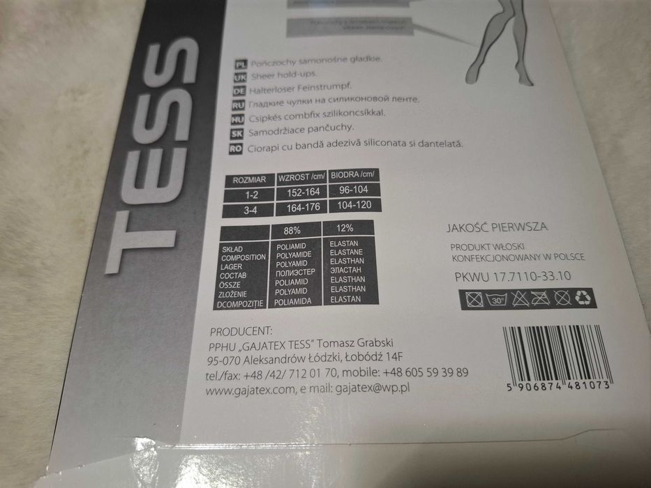 Pończochy samonośne XL 3/4 czarne 20 DEN