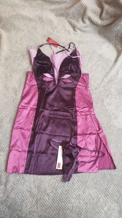 Nowy zestaw LivCo Corsetti koszula nocna fioletowa