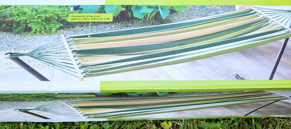 Hamak z podstawą na stelażu na ogród, taras. Nowy