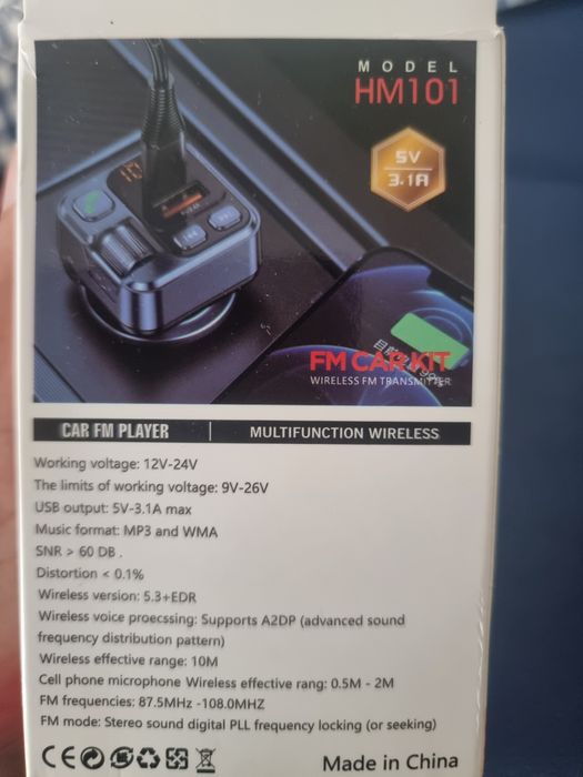 Transmissor FM Bluetooth 5.3 para Carro com Som Estéreo