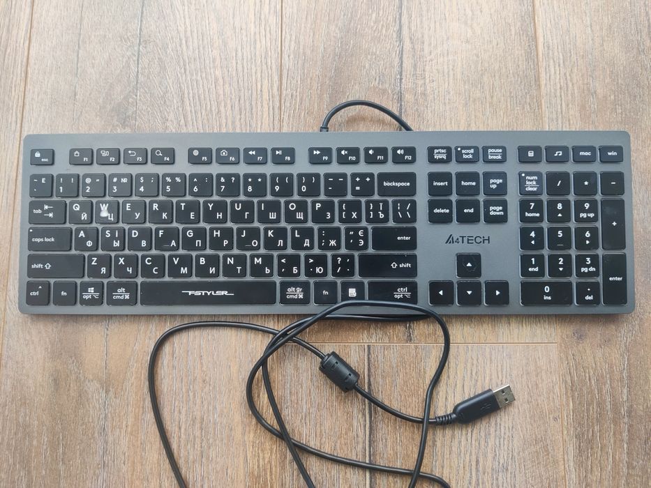 Клавіатура дротова A4Tech FX60H USB Grey White backlit (4711421976343)