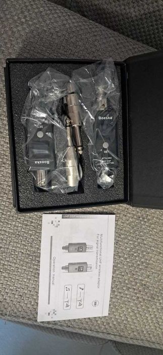 UHF бездротовий XLR адаптер передавач+приймач для мікрофона Boeska (MTU002) USB зарядка, 30 м дальність