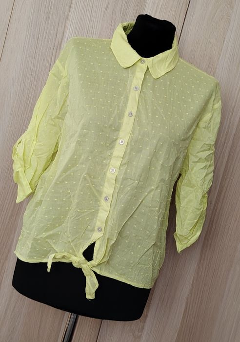 Żółta koszula damska wiązanie 3/4 rękaw oversize 42/44