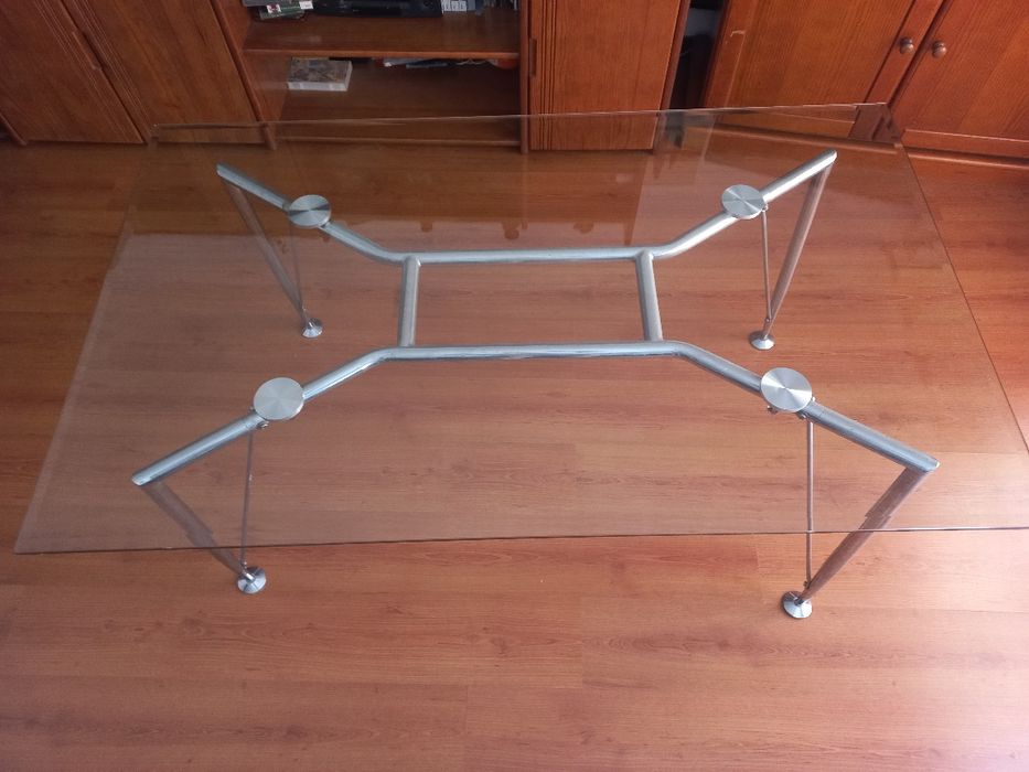 Mesa de vidro pes cromados