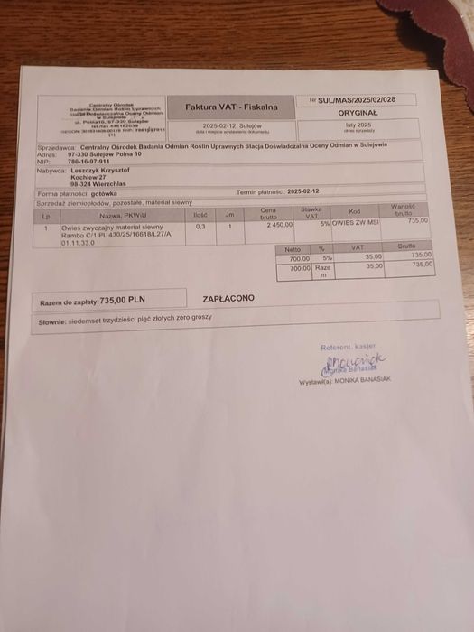 Sprzedam owies RAMBO BINGO po centrali możliwy transport