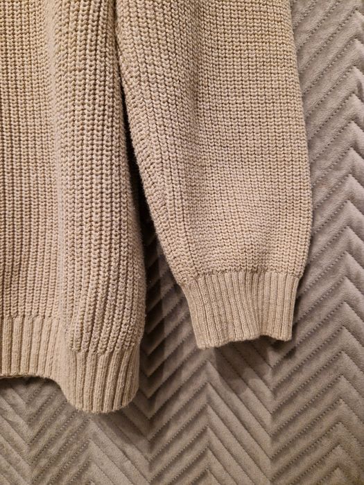 ZARA M / 38 męski sweter 100% bawełna beżowy jasny camel dłuższy