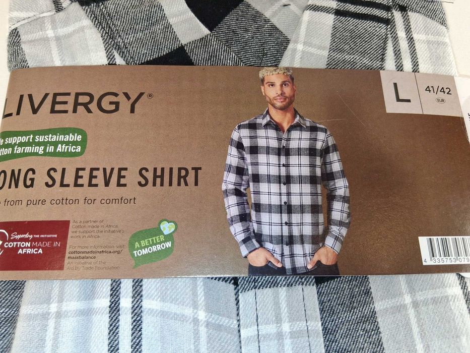A150 Livergy Męska Koszula Flanelowa Długi Rękaw L 41/42 Kratka