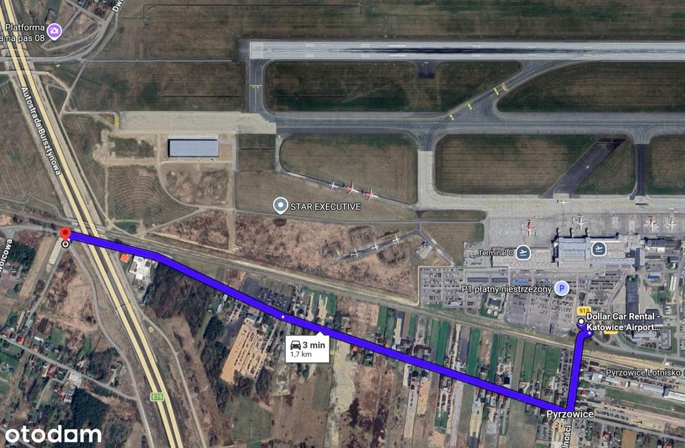 Działka pod dzierżawę 500m od lotniska Pyrzowice Katowice