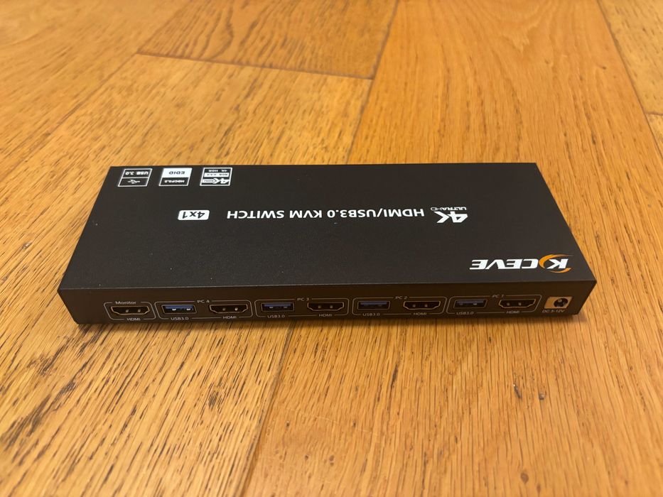 Nowy KVM switch Kceve na 4 komputery -- 4x HDMI, USB3.0