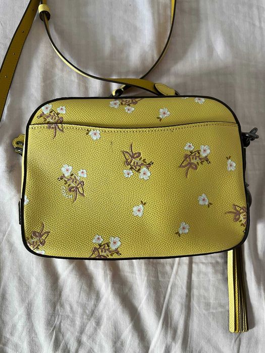 Mala Coach Camera Bag com flores e laços, amarela – original