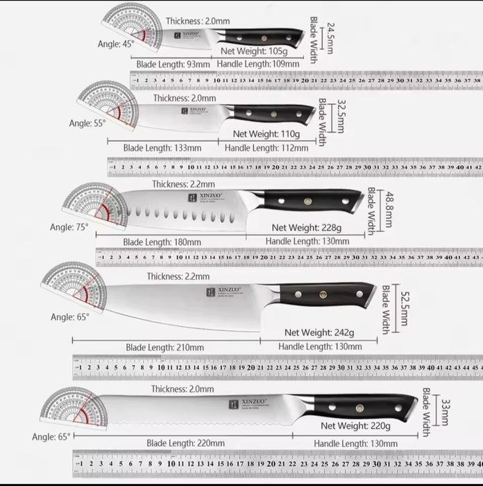 Набор премиум ножей Xinzuo + Подарки(нож, шеф-нож, подставка)