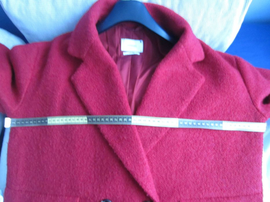 Czerwony płaszcz z wełną,rozm S (M, L) oversize zimowa kurtka Reserved