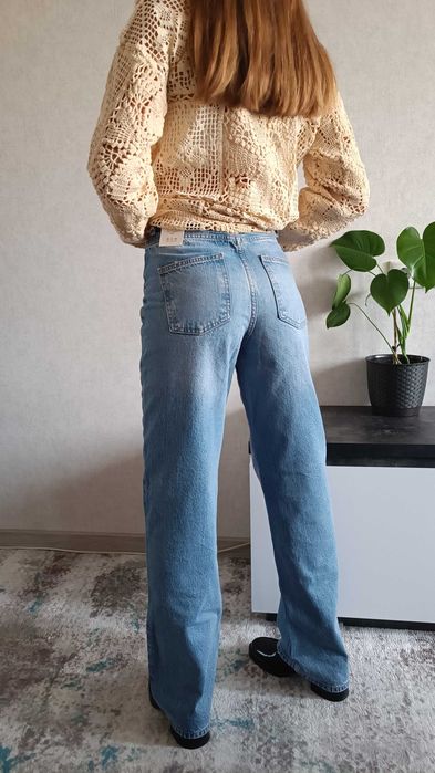 КРУТА ЦІНА джинси full length Zara джинсы Зара прямые широкие голубые