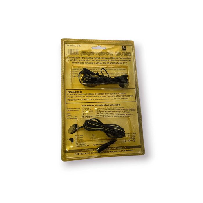 Adaptador CD/MD Auto + Alimentador 800mA – Electro DH Mod. 50.097