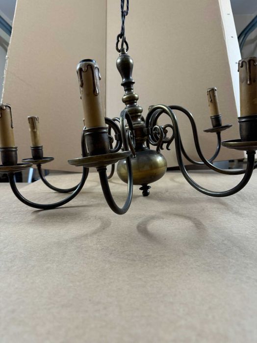 Lampa Żyrandol mosiężny retro 8 ramienny